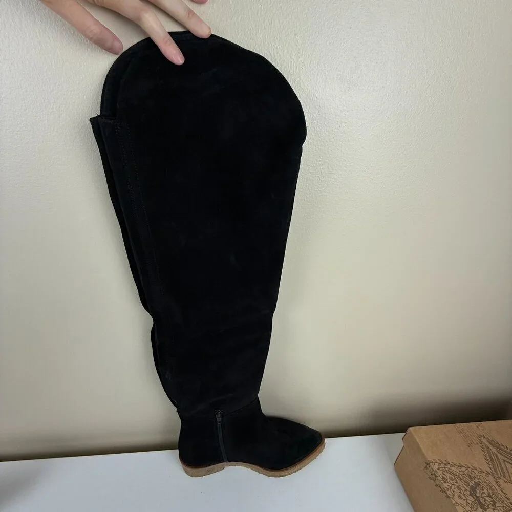 NWT Free People Banks Over The Knee Boots Black Suede Size 36.5 | Made in Spain